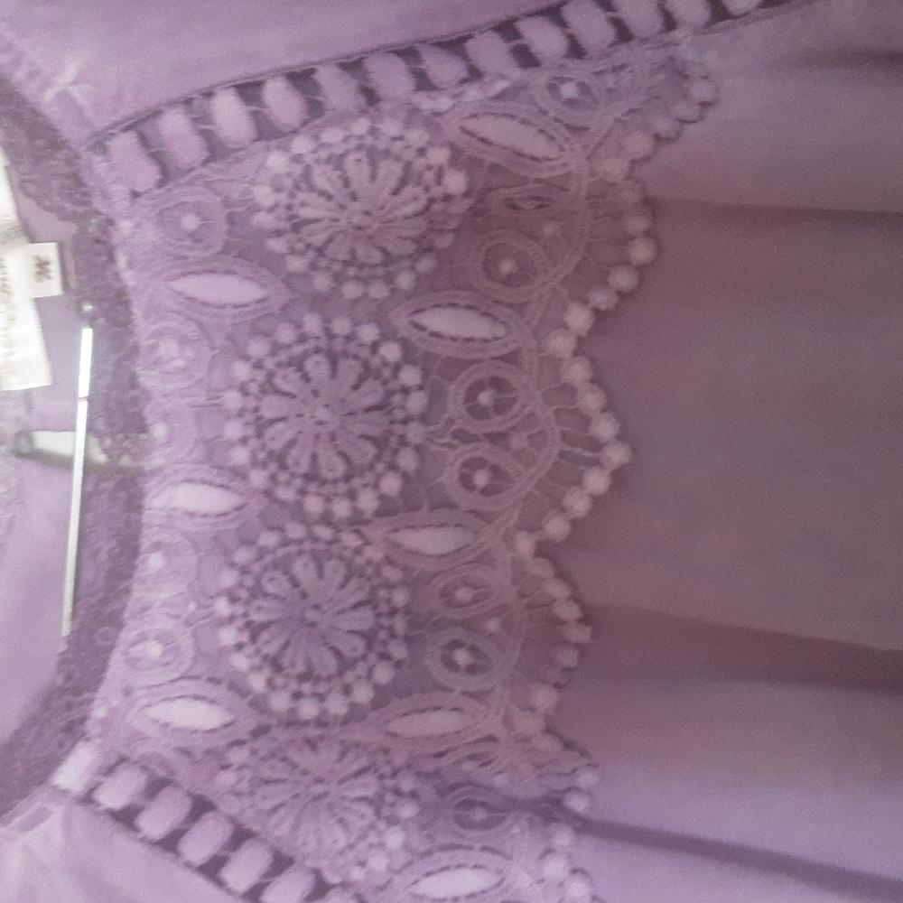 Andree By Unit Lilac Top Crochet & Lace Detail Sz M - Picture 3 of 10